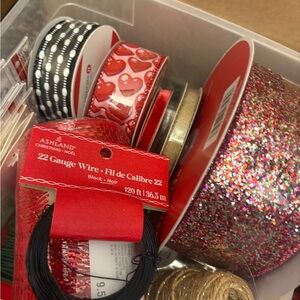 Ashland Black 22 Gauge Craft Wire with Red and Gold Decorative Ribbons